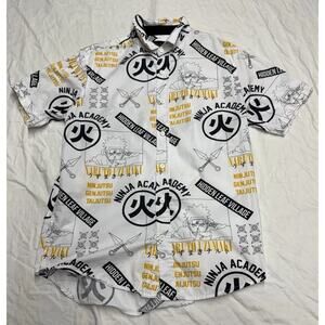 Y2K Naruto Shippuden Mens Button Up Shirt Size M Vintage 2002/2007